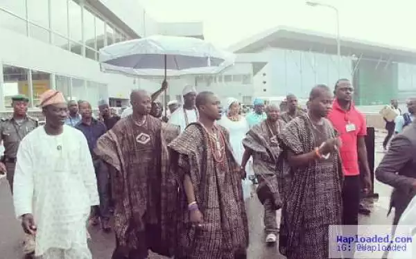 Photo: Ooni Of Ife, Entourage Return To Nigeria After 3 Weeks Visit To US